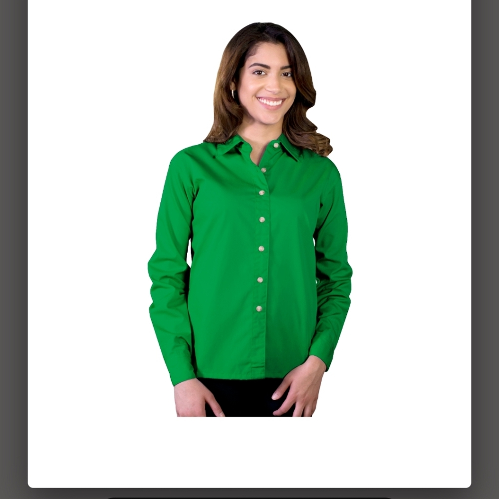 Blue Generation  Ladies' Long Sleeve Superblend Poplin Shirt with Bone Buttons